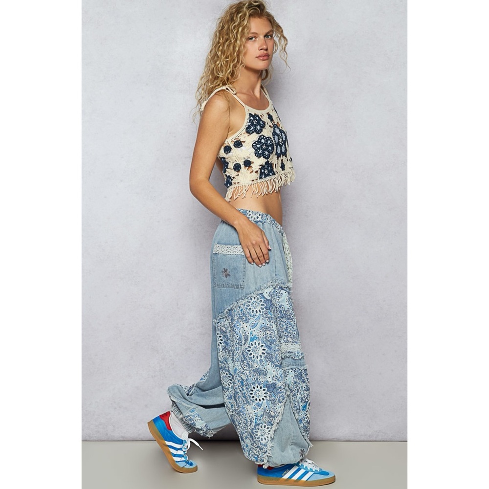 Patchwork Baggy Denim Joggers - Picture 8 of 10